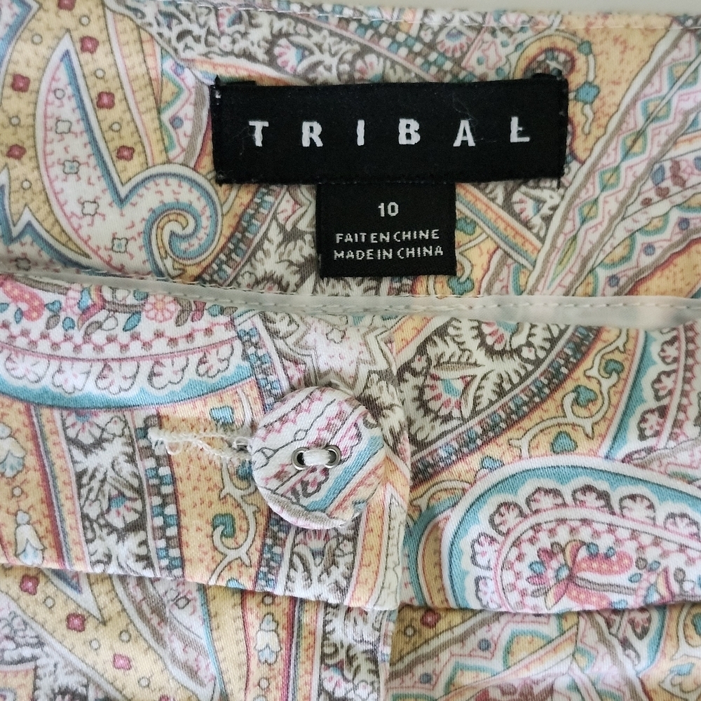 Tribal Paisley Pastel Print Preppy Bermuda Shorts Size 10 - Picture 4 of 9